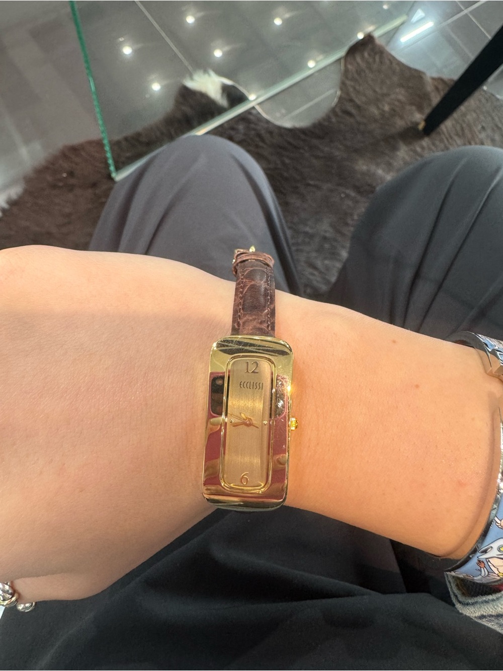 New Ecclissi Women's Vintage Quartz Rectangular Gold-Tone Watch